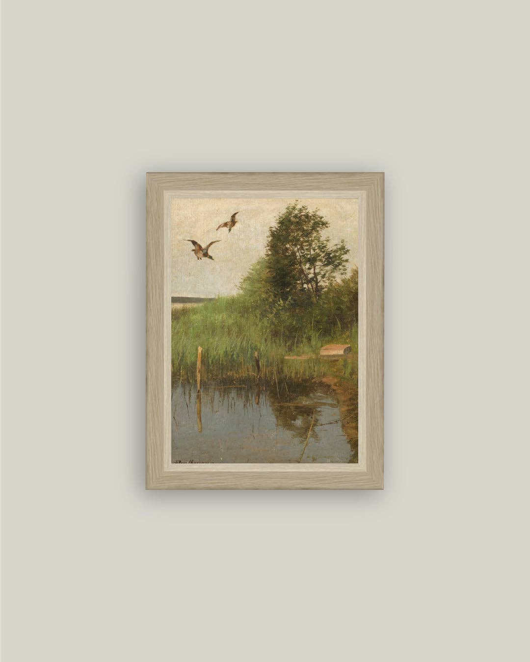 Mallards Taking Flight Framed Antique Art