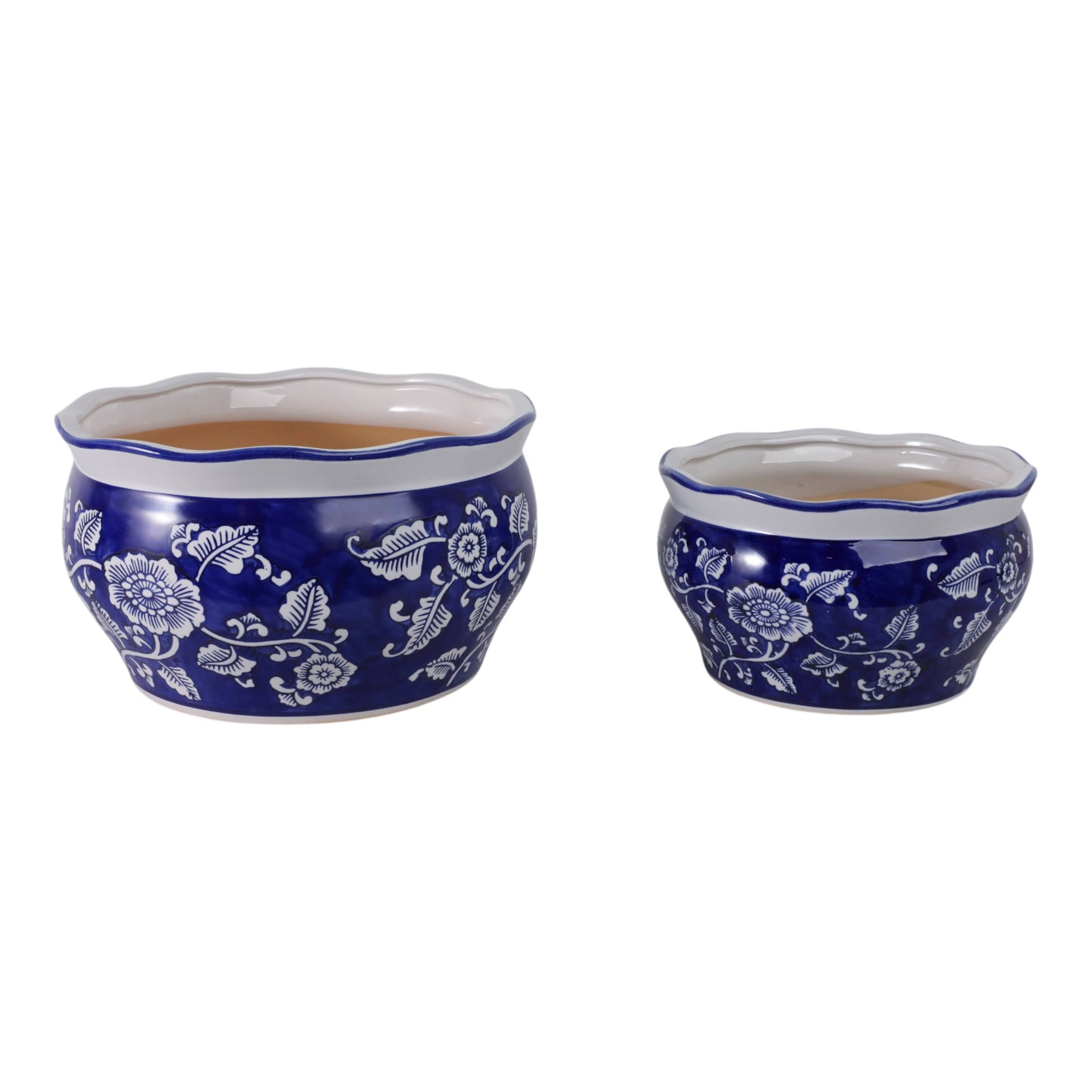 Ceramic Chinoiserie Planters Set of 2 - Blue, 10/12 in.