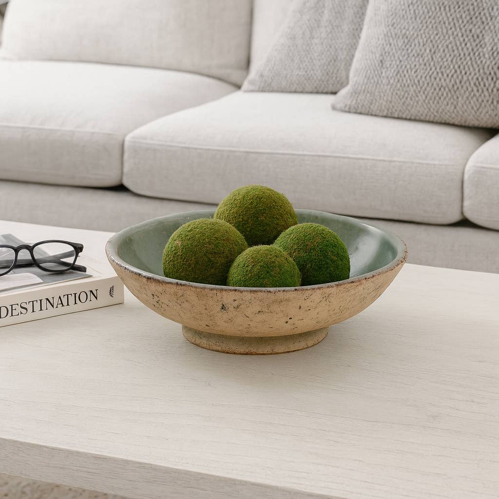 Decorative Bowl - Green/Brown Terracotta Two-Tone, 12 in.