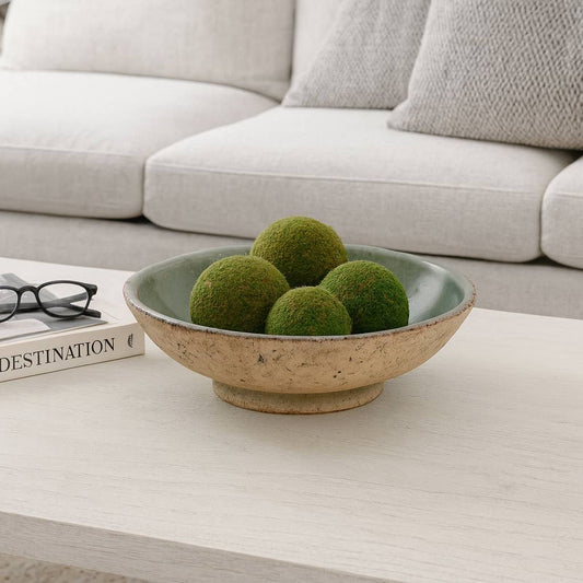Decorative Bowl - Green/Brown Terracotta Two-Tone, 12 in.