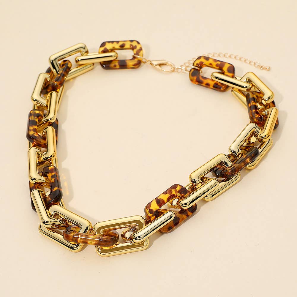 Chunky Geometric Resin Link Statement Necklace