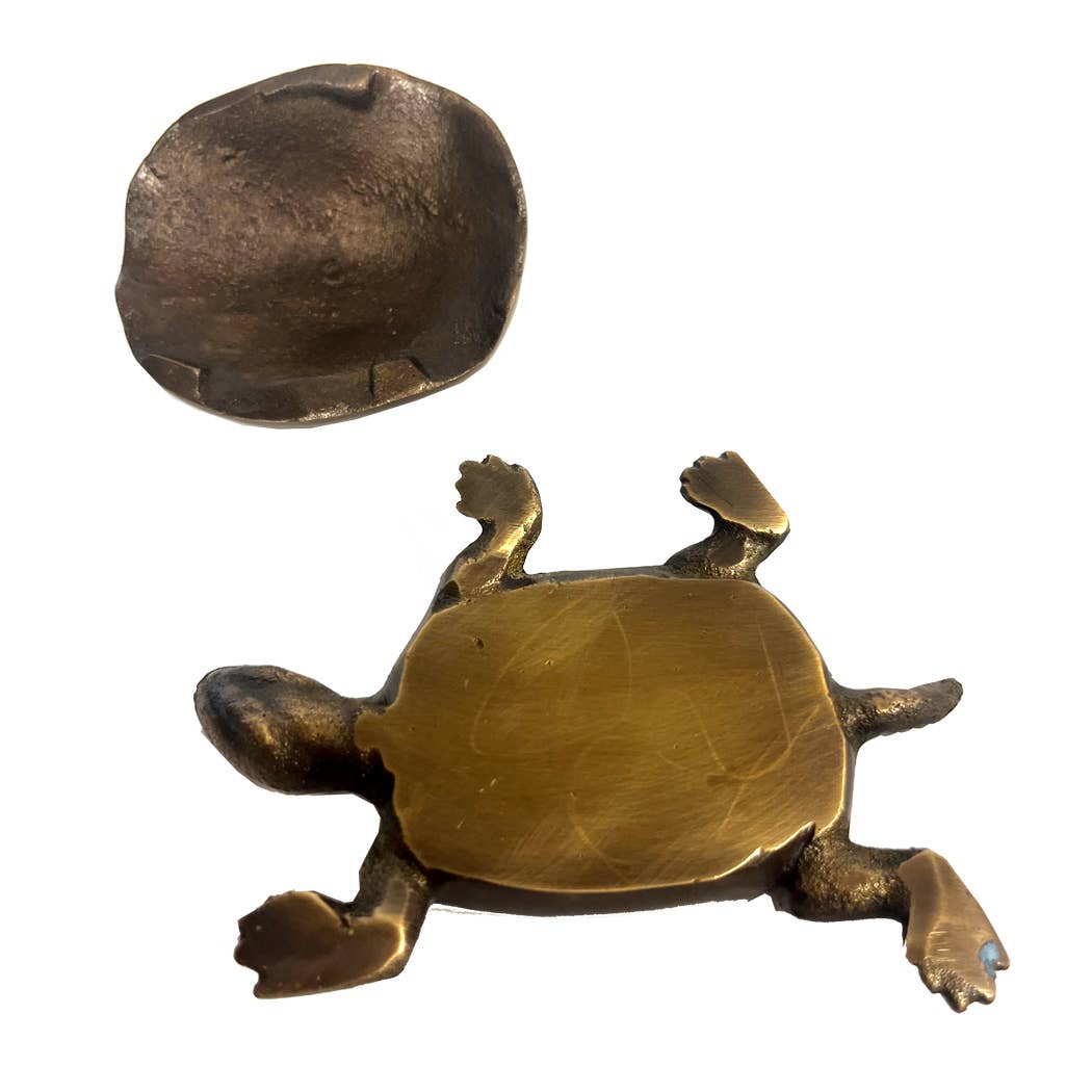 Antiqued Brass Turtle Box Tabletop Desk Decor | Home accents
