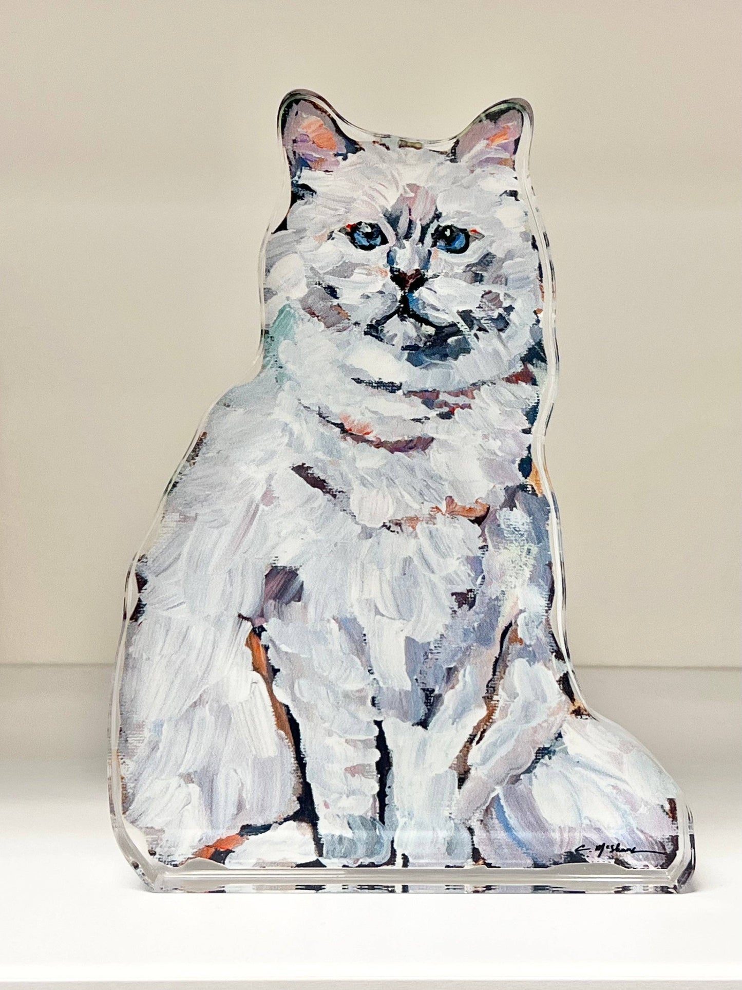 "White long hair cat" acrylic