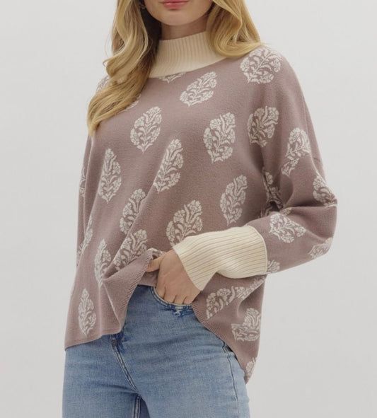 Mauve Leaf Sweater