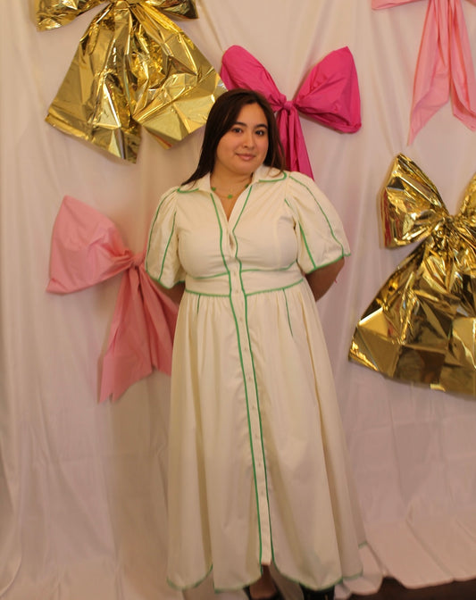 Cream Maxi with Green Trim
