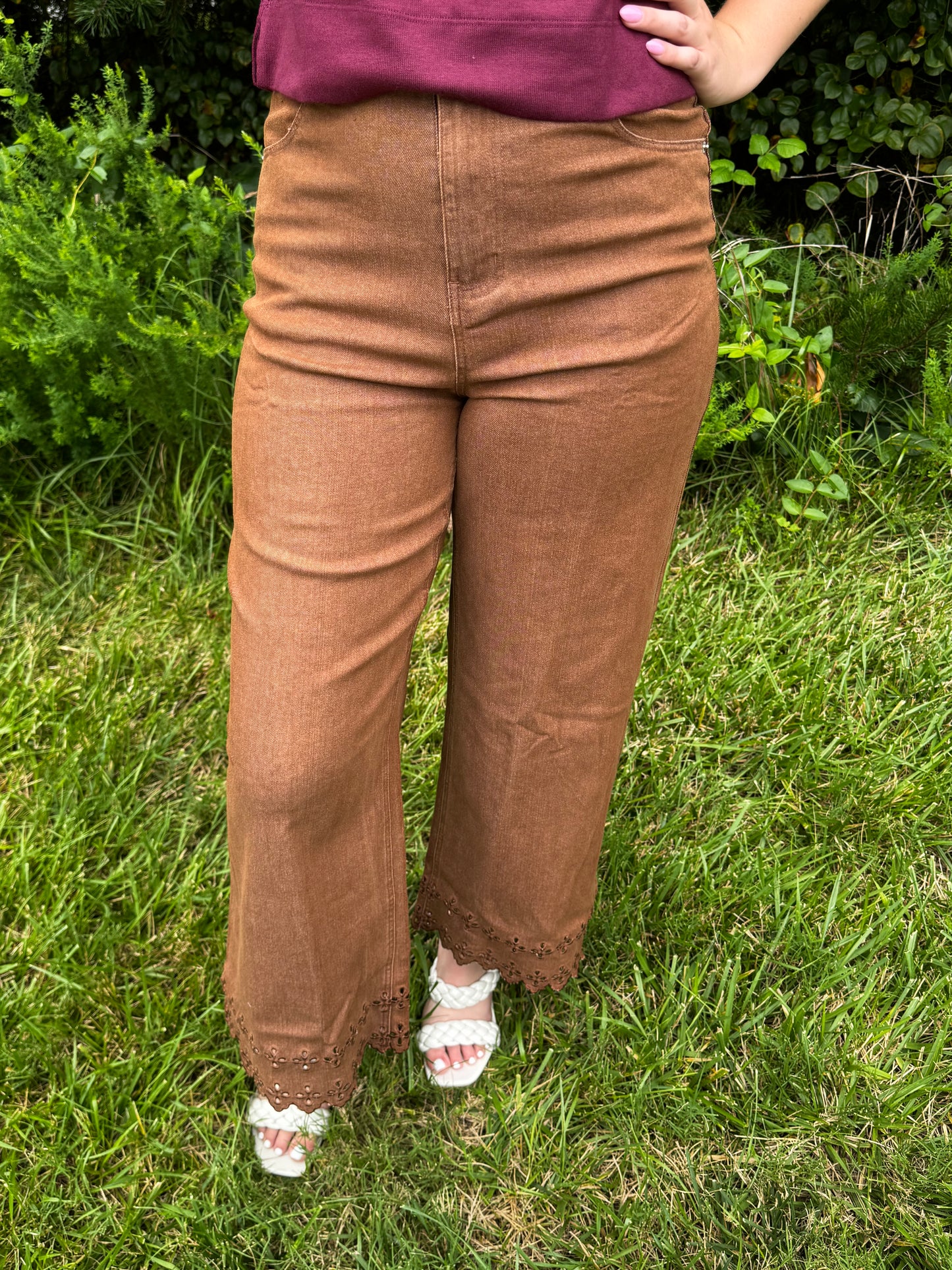 Coffee Scalloped Denim