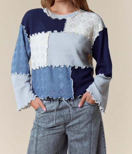 Blue Patchwork Top