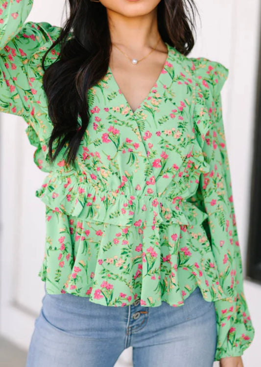Floral Green Blouse