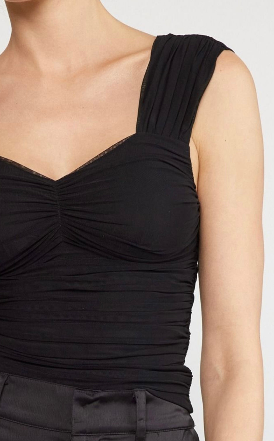 Black Ruffled Tank Top