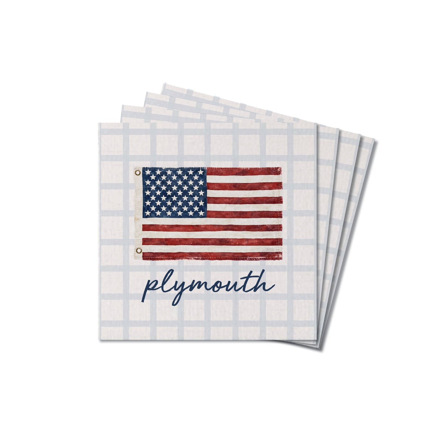 American Flag Blue Plaid Coasters | Personalized Decor