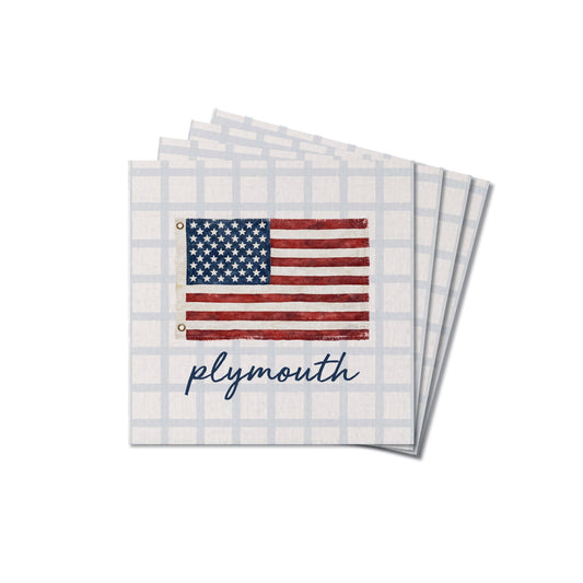 American Flag Blue Plaid Coasters | Personalized Decor