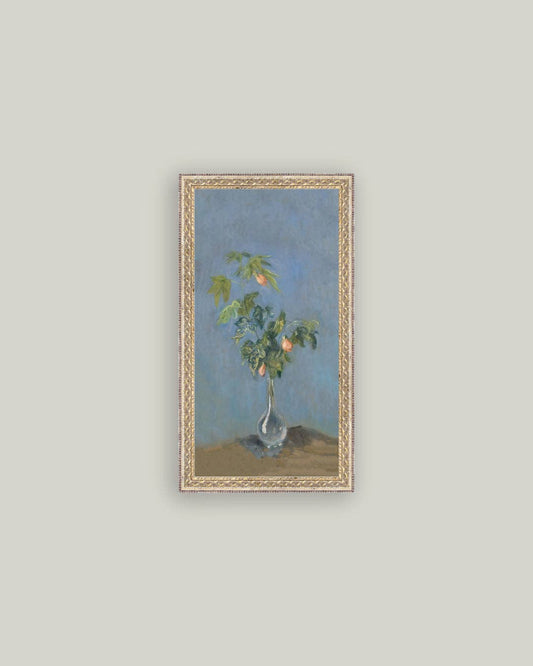 Flowers in a Glass Vase Framed Antique Art