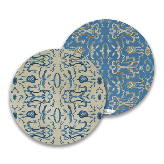 Blue & Tan Chinoiserie Paper Drink Coaster