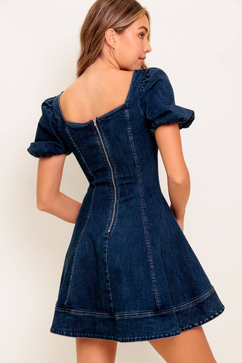 A washed denim mini dress - ID22638
