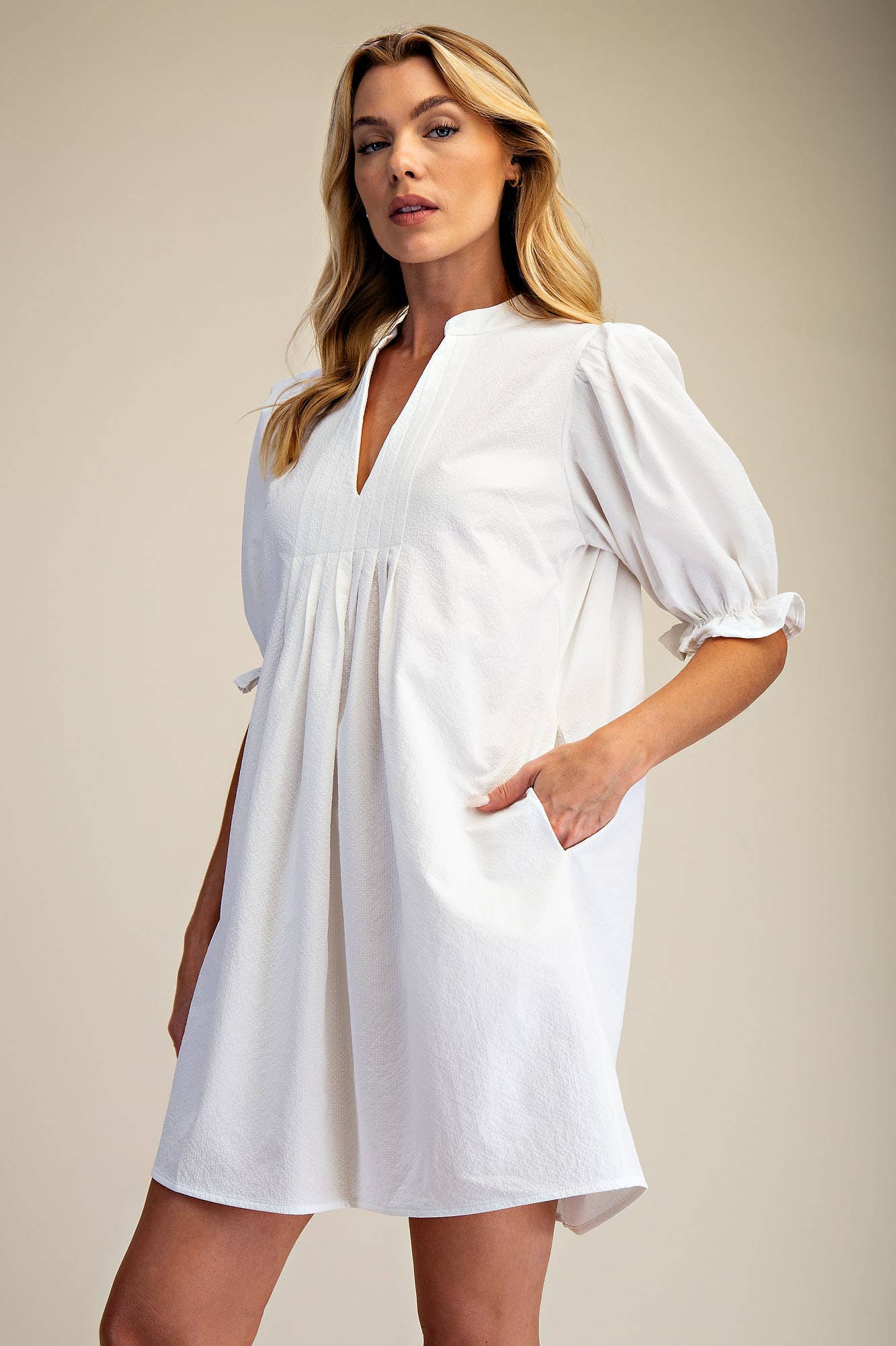 Puff Sleeve Mini Dress