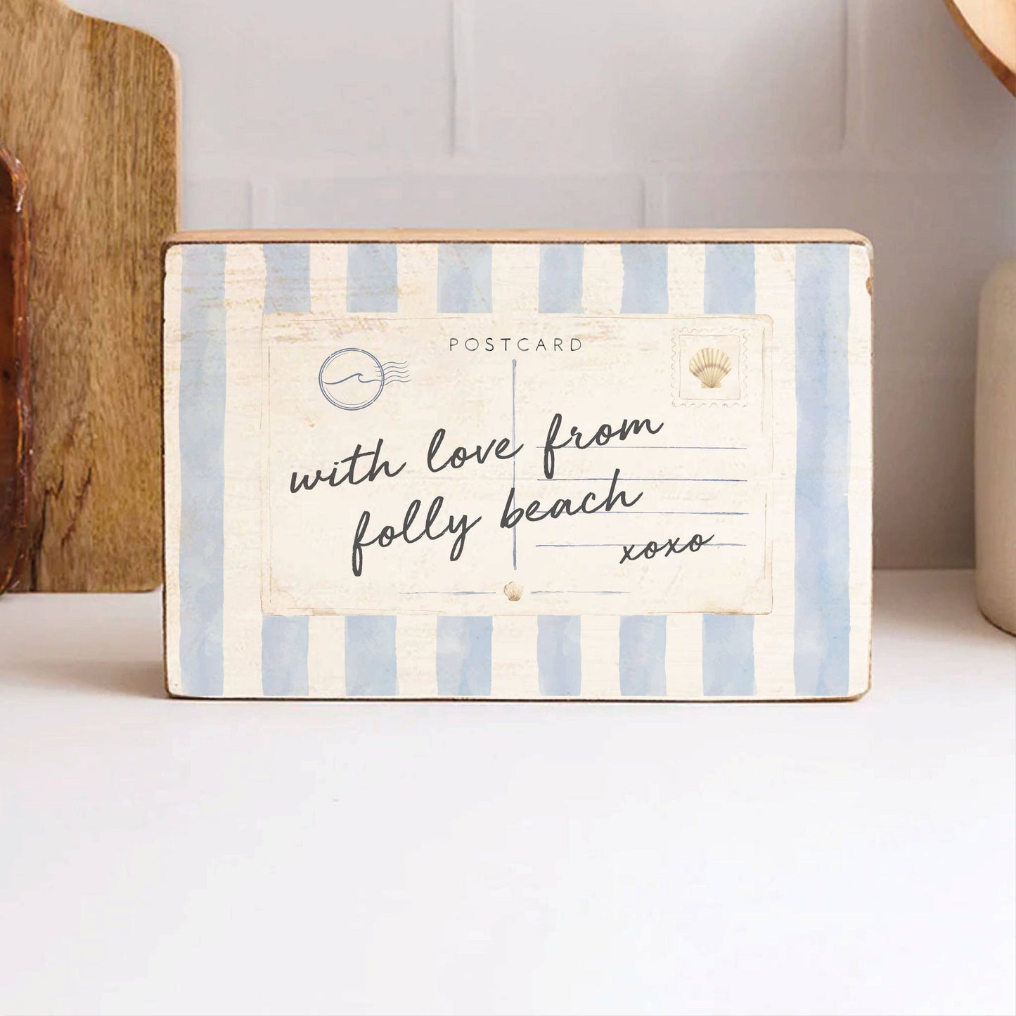 Coastal Postcard Personalized Block Sign | Coastal Decor