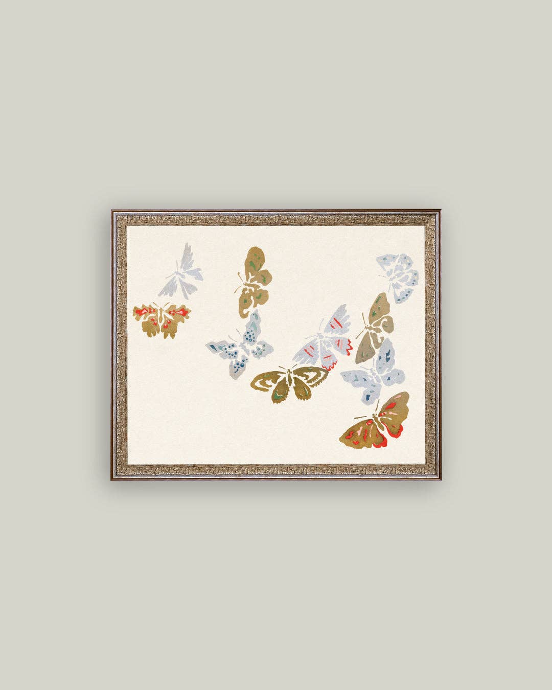 Butterfly Watercolor Framed Antique Art