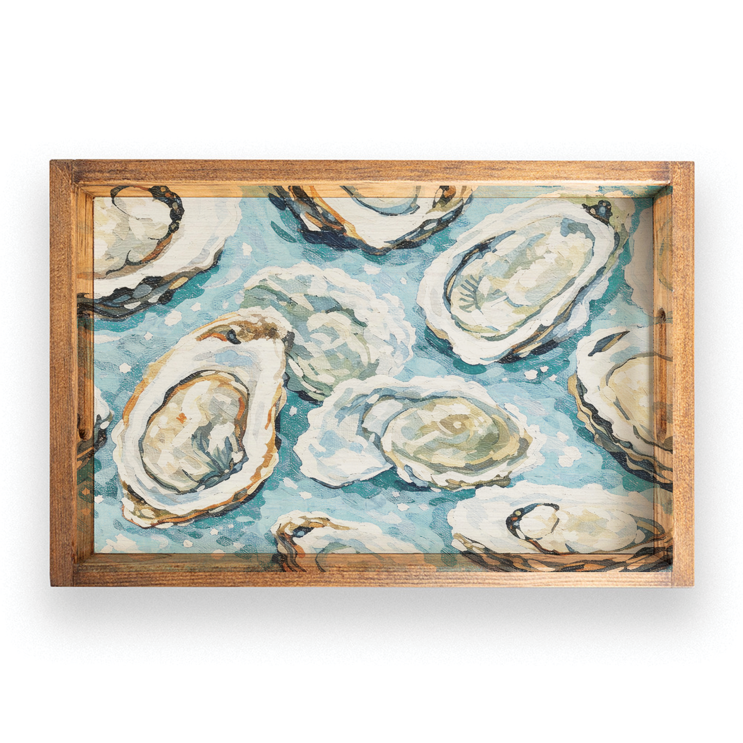 Oyster Pattern Serving Tray | Wooden Tray | Coastal Decor