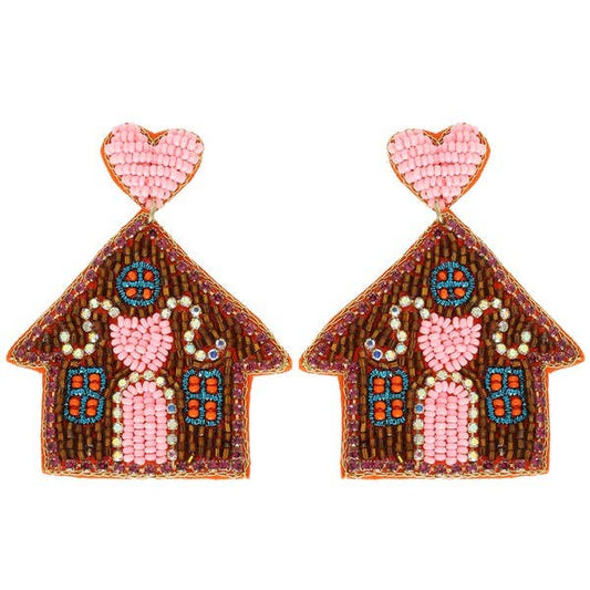 CHRISTMAS GINGERBREAD HOUSE EARRINGS E16171