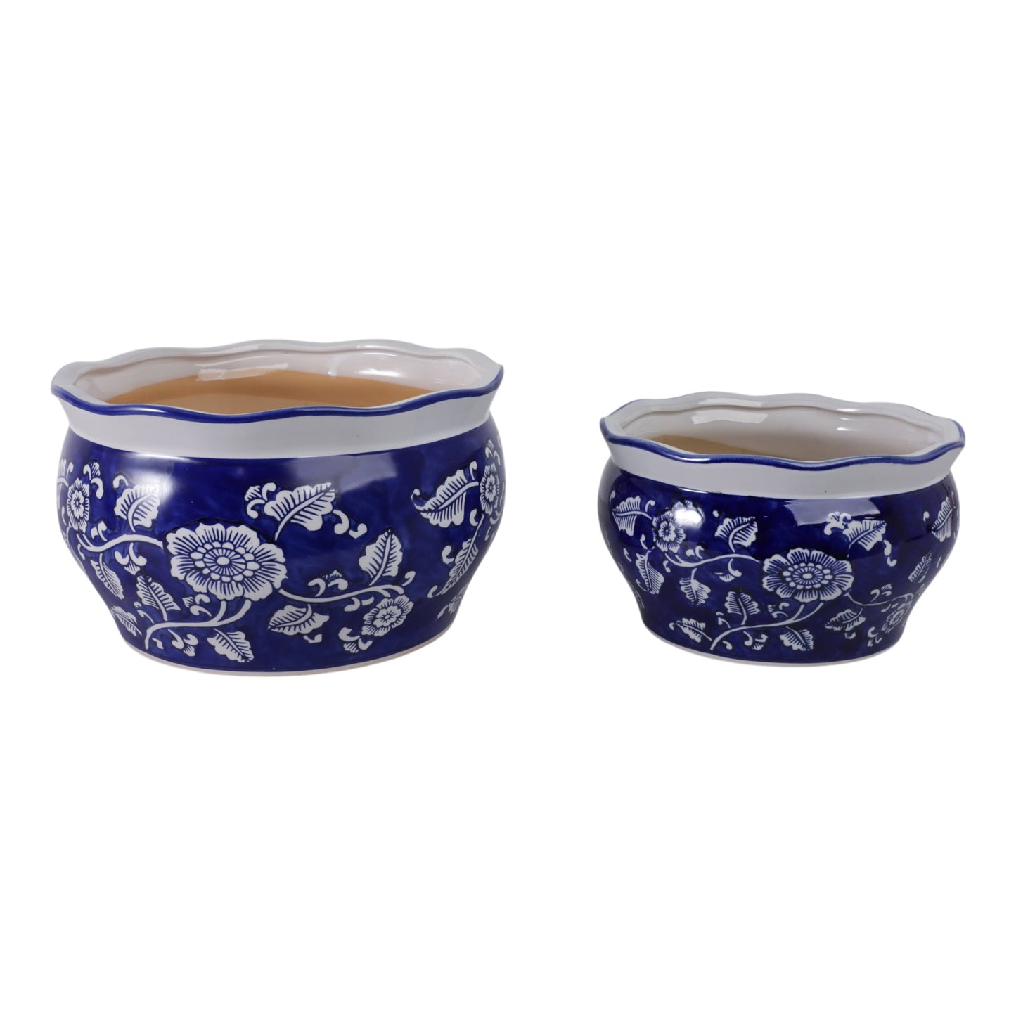 Ceramic Chinoiserie Planters Set of 2 - Blue, 10/12 in.