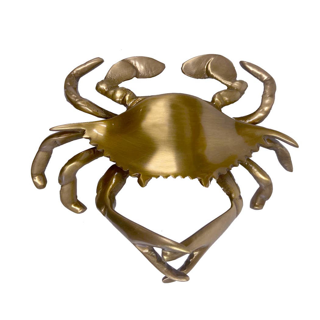 Antiqued Brass Blue Crab Tabletop Decor | Home accents