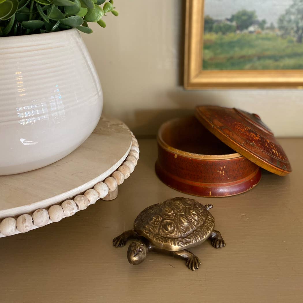Antiqued Brass Turtle Box Tabletop Desk Decor | Home accents