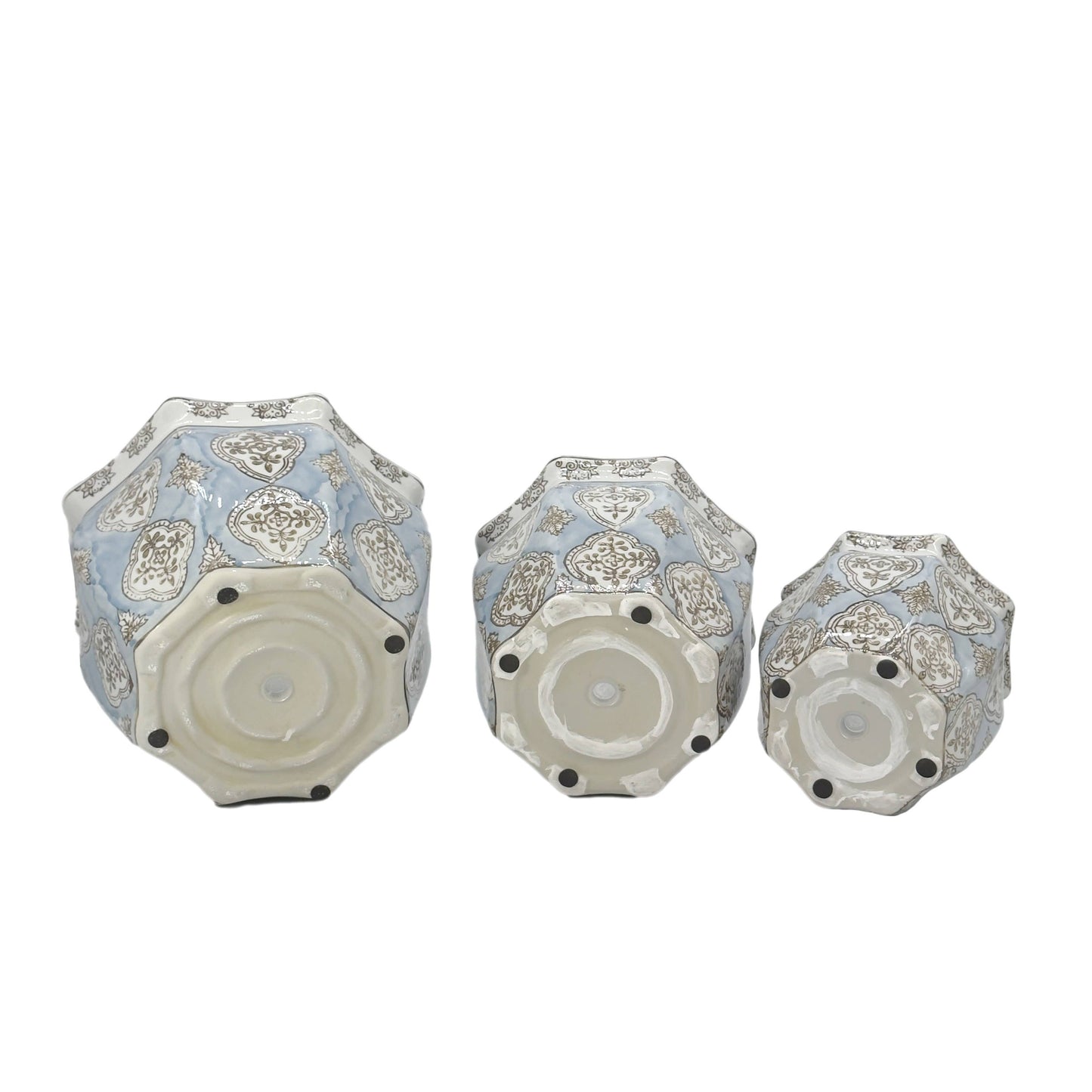 Set of 3 - 7.5"/10"/13" Ceramic Chinoiserie Planter Pot Set