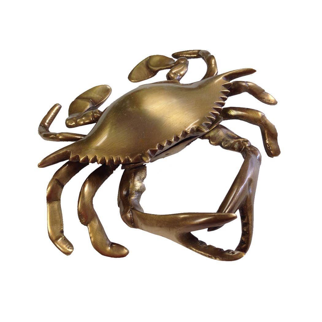 Antiqued Brass Blue Crab Tabletop Decor | Home accents