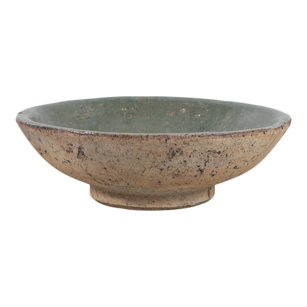 Decorative Bowl - Green/Brown Terracotta Two-Tone, 12 in.